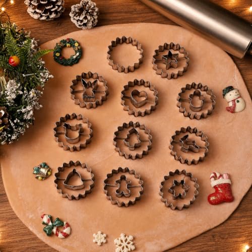 11 Pcs Mini Christmas Cookie Cutters Set,Linzer Cookie Cutters