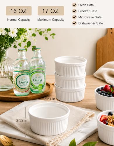 Ceramic Bakeware 16oz Casserole Dishes Oven Safe Small Baking Dishes 4 Pack
