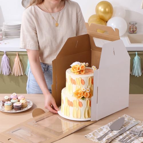10 Pack Tall Cake Boxes for Tier Cakes 12 x 12 x 12 Inch with Window - size: 12 x 12 x 12 Inches
