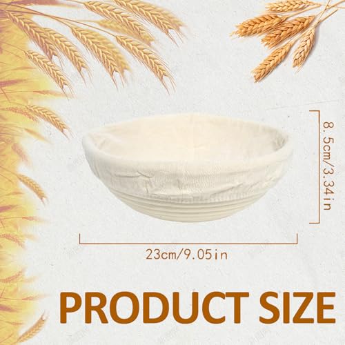 9 Inch Banneton Bread Proofing Basket Set of 2 with Cloth Liner