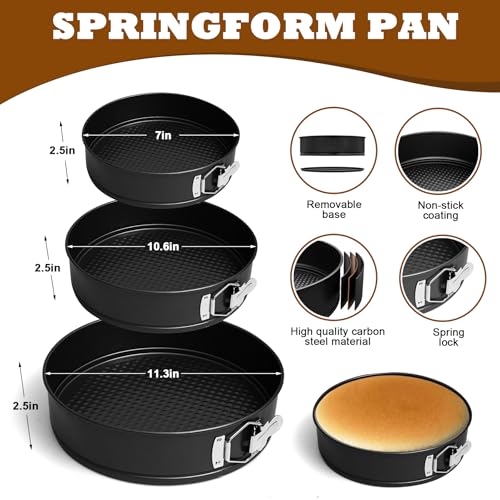 7, 9, 11 Inches Springform Pan Set, Non-Stick Round Spring Form With Removable Bottom, Spring Form Pans For Cheesecake, Cake Mold Cheesecake Pan For Baking