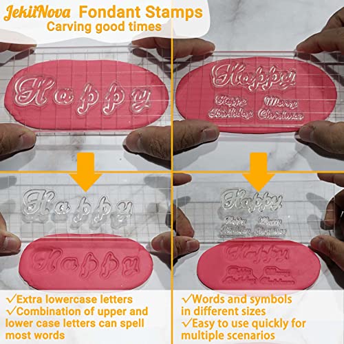 4PCS Alphabet Cake Stamps for Biscuit Fondant Cookie, Cute Fondant Stamp - color: Clear 1