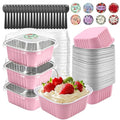 Mini Cake Pans with Lids, Square, 30 Pack, 5 oz, Pink - color: Pink, size: 5oz-30pcs