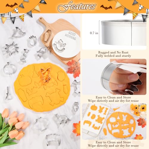 15 Pcs Halloween Cookie Cutters Stainless Steel Fall Cookie Cutter Shape Set DIY Holiday Biscuit Cutter Mold with Ghost Pumpkin and more Halloween Set for Food Party Baking Supplies Decorations - style: 15Pcs Halloween Cookie Cutters