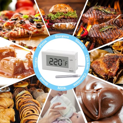 Digital Oven Thermometer with Probe Grill Meat Thermometer up to 572°F/300°C, Oven Thermometer Roasting for Barbecue Accessories for Kitchen, Roasting, Grill, Pizza - color: White