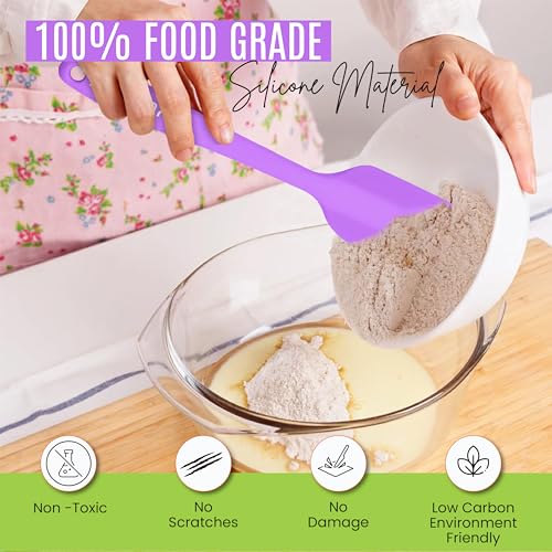 NEXTOP Silicone Spatula 8 Piece Set, Heat-Resistant Non-stick Rubber Spatulas Heat Resistant Seamless One Piece Design Non-Stick Flexible Scrapers Baking Mixing (11 Inches)