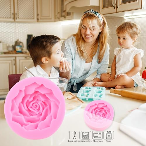 ZiXiang Bloom Rose Flower Silicone Molds Rose Fondant Mold Set of 4 - color: Style G