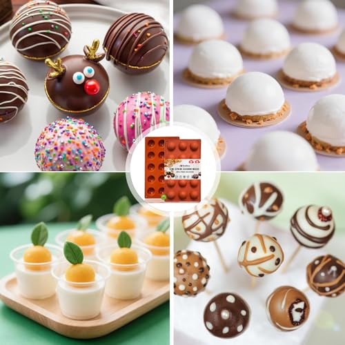 Small 15-Cavity Semi Sphere Silicone Molds Non-Stick,2 Packs Half Sphere Silicone Baking Molds for Making Jelly, Chocolates and Cake - color: 2pc-15 Semi Sphere