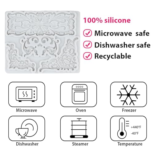 Baroque Corner Silicone Scroll Flower Relief Lace Fondant Mold - color: Style G