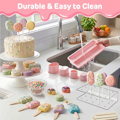 Cake Pop Mold Set, Cake Pop Kit, Cakesicle Cutter, 354 Pcs Cake Pop Accessories, Perfect for Making Cake Pops and Ice Cream-Shaped Cakes—ideal for Halloween, Christmas, And Parties - color: Pink