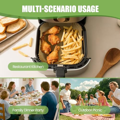 Air Fryer Paper Liners 125Pcs 8-inch Non stick and oil resistant square lined air fryer parchment paper easy to clean, durable, food grade - suitable for air fryers, ovens and microwaves (Square) - size: 8"Square