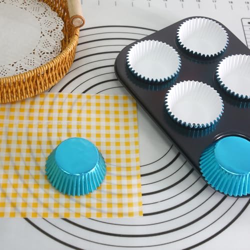 Standard Aqua Blue Foil Cupcake Liners Muffin Baking Cups for Party and More, 100-Count - color: Aqua Blue
