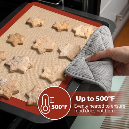 Silicone Baking Mats, 6 Pack Non-Stick Mats for Baking, Silicone Baking Mats Cookie Sheet, Easy Clean & Reusable Oven Baking Sheet for Making Cookies, Macaroons, Bread - size: 16.53"L x 11.61"W (Pack of 2)