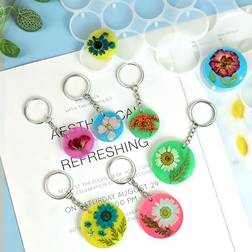 Round Keychain Resin Molds, Large + Small Christmas Pendant Molds - color: Round Resin Pandant Molds
