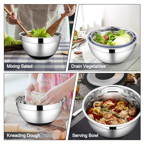 HaWare Mixing Bowl with Colander, 4-1 Bowl with Lids & 3Pcs Nesting Graters - color: Black