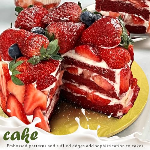 10-Pack Round Gold Cake Drum Board 10 Inch Sturdy 1/2 Inch Thick Full Wrap Edge Cake Base for Heavy Tiered Cakes(10" Gold) - color: Gold, size: 10"