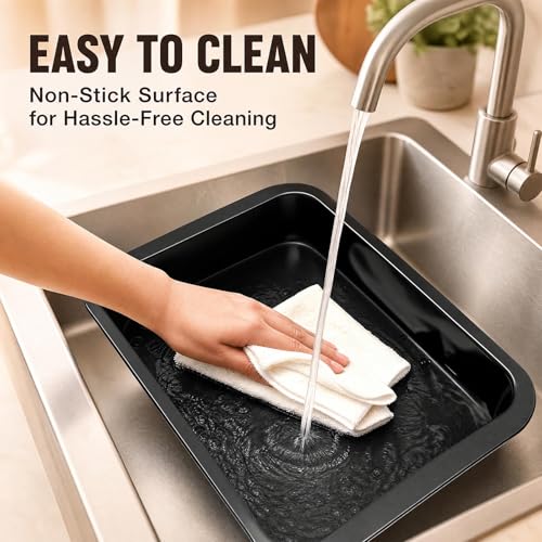 Qinyoung 1 Pcs Black Cake Pan with Lid and Handle, 9 X 13 Inch - color: Black