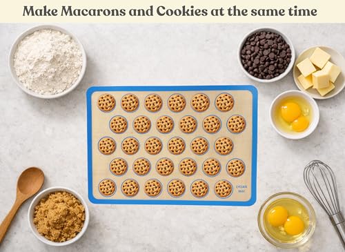 Macaron Silicone Baking Mats Set of 2, Half Sheet Nonstick Reusable Extra Thick Baking Sheet Liners for Macarons, Cookies and Pastry, Blue - color: Macaron Blue, size: 16.5"L x 11.6"W