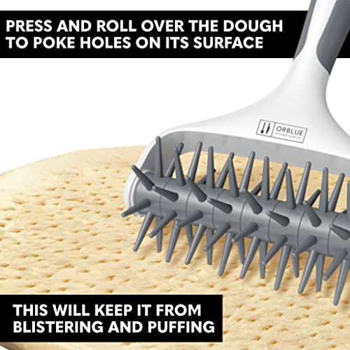 Orblue Pizza Dough Docker, Pastry Roller with Spikes, Pizza Docking Tool for Home & Commercial Kitchen - Pizza Making Accessories that Prevent Dough from Blistering Gray - color: Gray