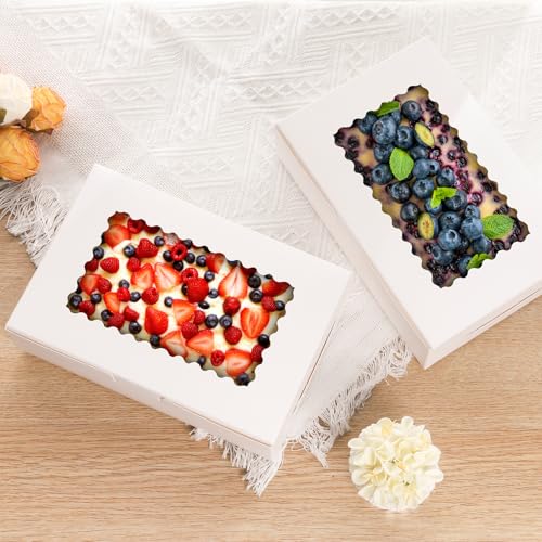 36 pcs Cookie Boxes,9x6x2.5 Inch Large Bakery Boxes with Window for Pies Chocolate Strawberries Muffins Donuts Pastry Dessert Christmas (White, 9 * 6 * 2.5inch/36pcs) - color: White, size: 9*6*2.5inch/36pcs