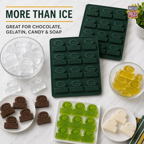 MasterPieces Game Day Set - FanPans NFL Green Bay Packers - Silicone Ice Cube Trays Two Pack - Dishwasher Safe - style: Green Bay Packers