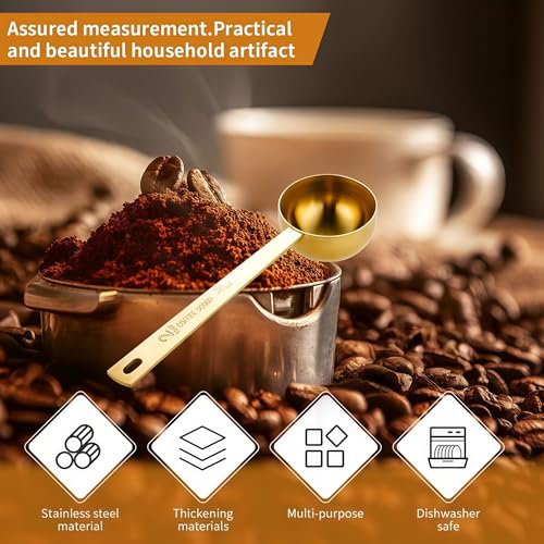 Coffee Spoon Stainless Steel Long-Handled Spoon, 1 and 2 Tbsp Spoon Gold - color: Gold Long