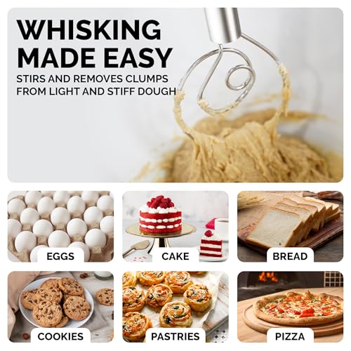 Zulay Kitchen 13-Inch Danish Dough Whisk - color: Stainless Steel | Single