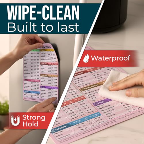Air Fryer Cheat Sheet Set, AirFryer Cooking Guide Cook Time Chart - Pink - color: Pink