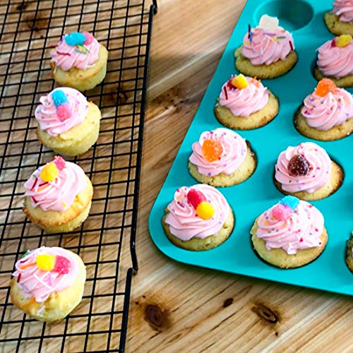 CAKETIME Mini Muffin Pan 24 Mini Cupcake Pans Silicone Molds Food Grade Silicone Muffin Pans for Baking Pack of 2 - size: 24-Cup Mini