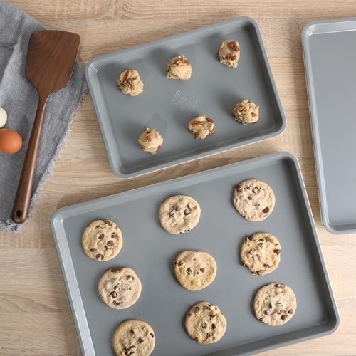 Sur La Table Kitchen Essentials Bake Sale 3-Piece Cookie Sheet Set – Nonstick Carbon Steel Baking Pans (13, 15, 18 Inch) – Grey Easy-Clean Oven Trays for Cookies, Roasting & More - size: Baking Sheet Set (13", 15", 18")