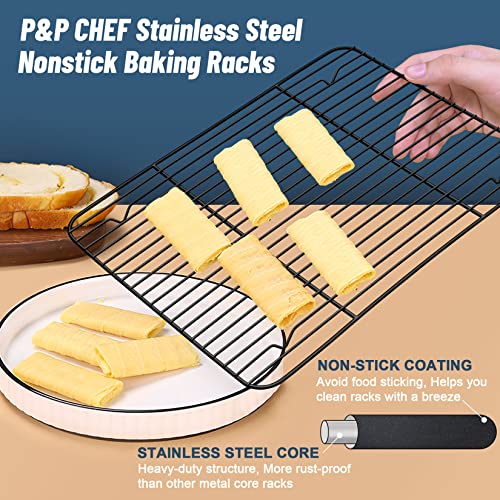P&P CHEF 15.3" x 11.25" Cooling Baking Wire Racks Pack of 2, Black - color: Black, size: 15.3" x 11.25"