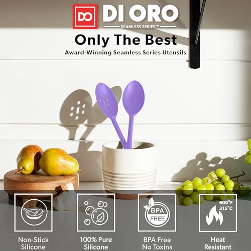 DI ORO Silicone Cooking Spoons - Solid & Slotted Set, 2-Pc Lavender - color: Lavender
