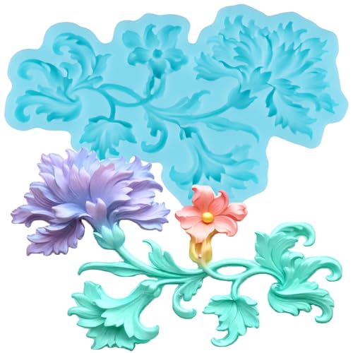 Baroque Flower Fondant Molds Flower Scroll Lace Silicone Mold - color: Style M