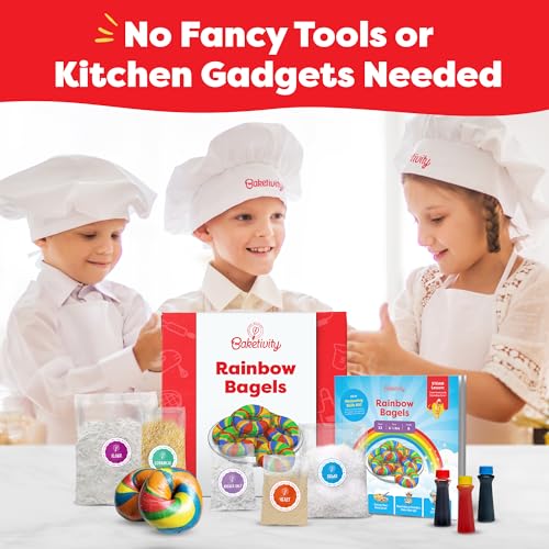 Baketivity Rainbow Bagel Kids Baking Kit with Pre-Measured Ingredients