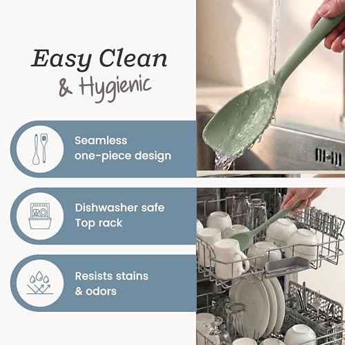 StarPack Silicone Spoonula The All-Rounder 11 Inch - LFGB Spoon Spatula, 600°F Heat Resistant, BPA-Free - One-Piece Seamless, Dishwasher Safe - for Nonstick Cookware, Sage Green - color: Sage Green, size: Standard 11"