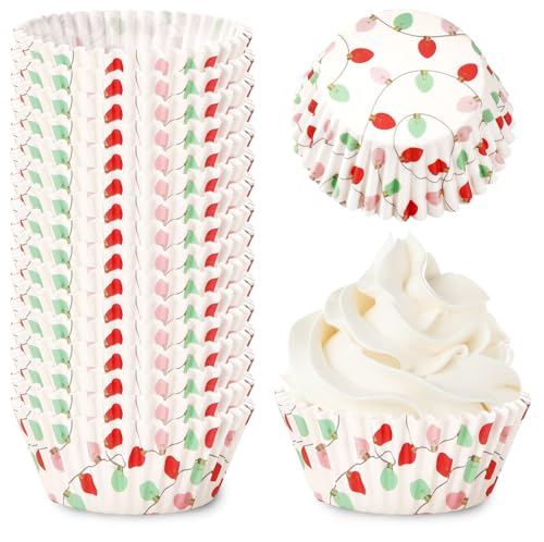 Whaline 300Pcs Christmas Bulb Paper Baking Cups Colorful Xmas Bulbs Cupcake Muffin Liners 2 x 1.2 Inch Winter Holiday Cake Candy Cup Paper Wrappers for Xmas Wedding Birthday Baby Shower Party - style: Christmas Bulb