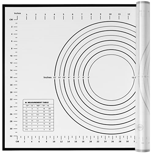 Yansumi silicone pastry non stick baking mat with measurement fondant mat with three sizes for silicone baking mat, counter mat, dough rolling mat,fondant/pie crust mat (Black, 24"L x16"W) - color: Black, size: 24"L x 16"W