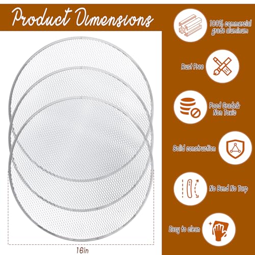 3 Pcs Pizza Screen, 16 Inch Pizza Pan for Oven, Nonstick Pizza Tray for Oven, Dishwasher Safe(3 PCS 16 inch) - size: 3 PCS 16 inch