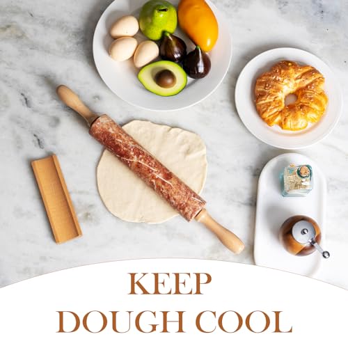 Koville Marble Rolling Pin, Non-Stick Polished Dough Roller, Pasta, Dumpling, Ravioli, Fondant,Pie Crust, Kitchen Baking Pastry Tools Red Marble - color: Red Marble