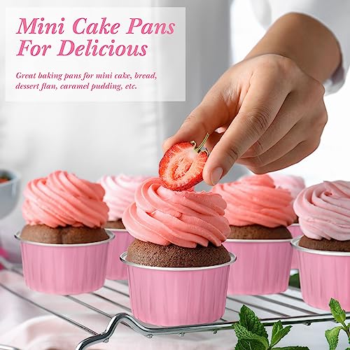 Gejoy 400 Pcs Aluminum Foil Baking Cups with Lids, Classic, Pink - color: Pink, size: Classic