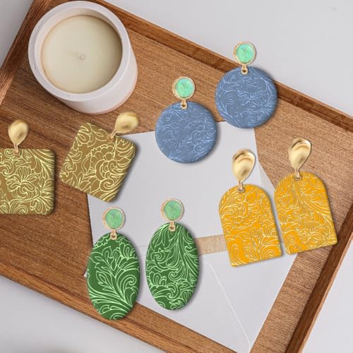 CHGCRAFT Clay Texture Mat Retro Floral Clay Texture Sheets 5.5x5.5inch Silicone Polymer Stamp Sheet Modeling Pattern Pad for Polymer Pattern Making Earrings Jewelry - style: Retro Floral
