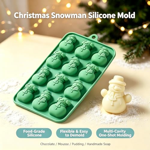 Christmas Silicone Molds for Chocolate, 2 Piece 48-Cavities Christmas Cute Snowman Molds, Red & Green Winter Mini Xmas DIY Candy Chocolate Dessert Pudding Jelly Making - color: Style7