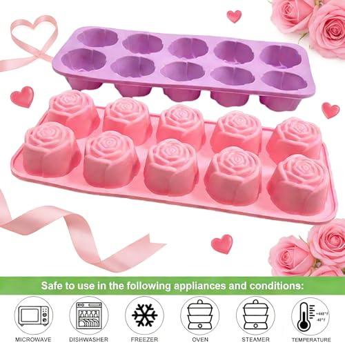 2Packs Silicone Valentine Chocolate Molds 10-Cavity Rose-Shaped - color: Rose bomb