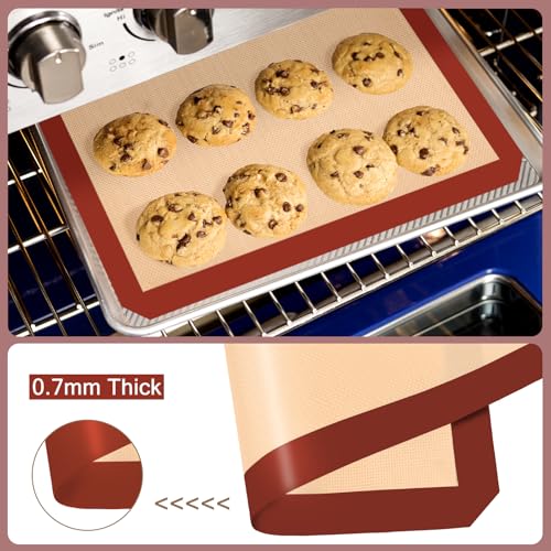 Silicone Baking Mat Set of 3, Non-Stick 2 Half & 1 Quarter Sheets - color: Red, size: 2Half Sheets+1Quarter