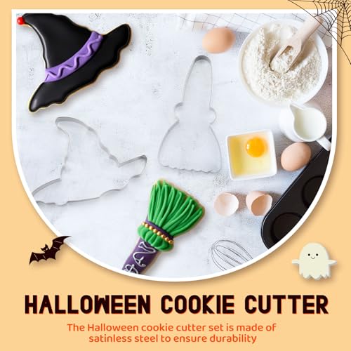 Teenyyou 2 Pcs Extra Large 7.5" Halloween Cookie Cutters, Witch Hat & Broom - style: Witch's Hat and Broom