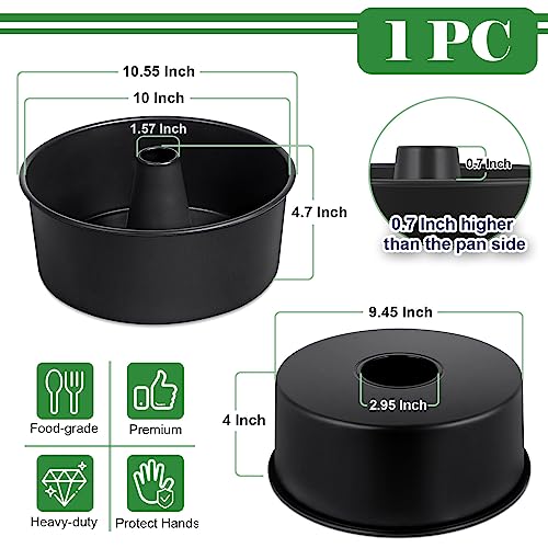 P&P CHEF Angel Food Cake Pan, 10” Tube Cake Pan Round Baking Tin, Black - color: Black