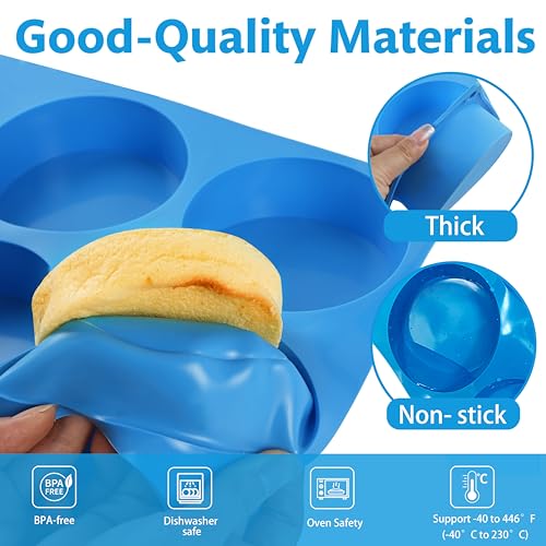 Sidosir Round Silicone Mold for Baking, 4inch Large Breakfast Sandwiches Mold Silicone for Whoopie Pie (2, 1.4 inch deep) - size: 1.4 inch deep