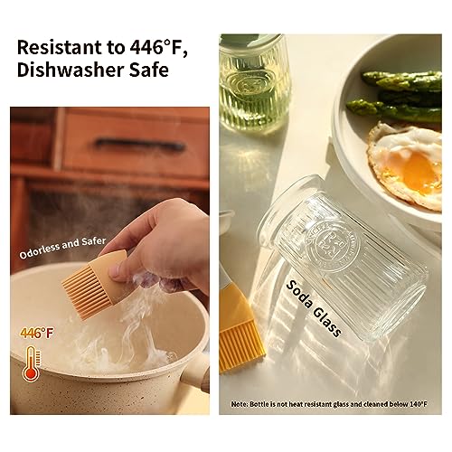Oil Dispenser with Brush - Glass Olive Oil Dispenser for Kitchen, 3 IN 1 Oil Dispenser Bottle with Silicone Basting Brush for Cooking Vinegar Sauce BBQ Grill Frying (White) - color: White, style: 1 Pack