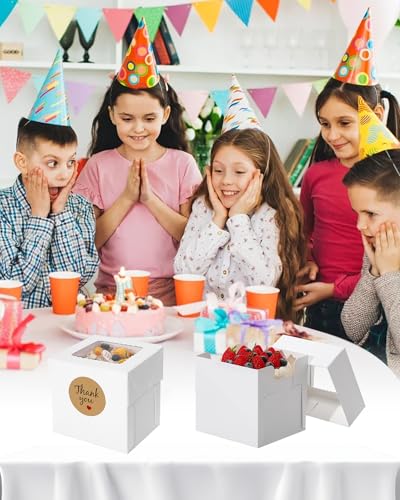 COTOPHER 15Pcs Mini Cake Boxes, 4x4x4 Inches Bakery Boxes with Window - color: White, size: 4x4x4inch