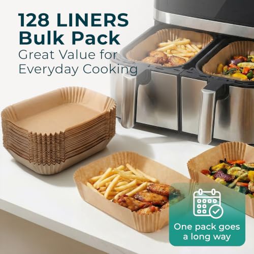 Air Fryer Liners Disposable Large 8.7” Rectangle for 8-12 QT Basket 128 Pcs - size: 9 inch - Rectangle